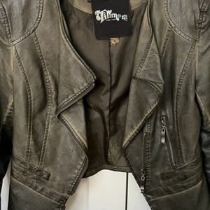 Women's Leather Jacket in Olive by Allure